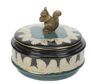 Box with lid Squirrel, turq./gold colored/black