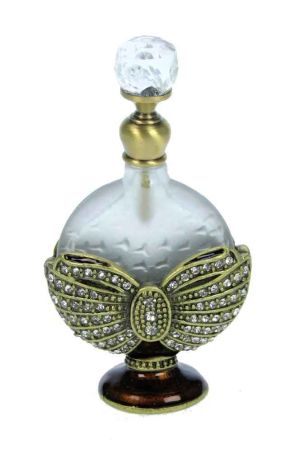 Perfume bottle adorned round cap