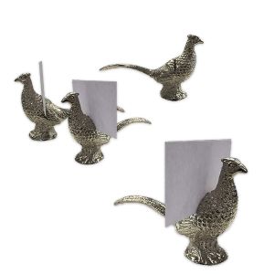 Pheasant Place Card Holder Set of Four - Silver Finish