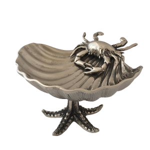 Shell Bowl With Crab on Starfish Stand