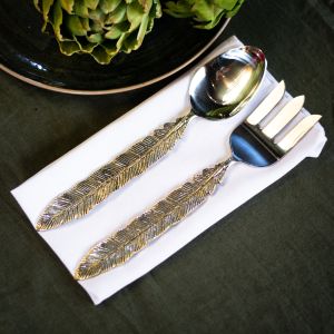 Golden Feather Salad Servers