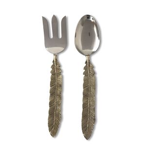 Golden Feather Salad Servers