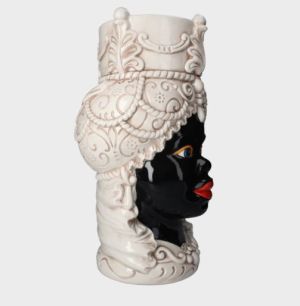Dark brown vase in Venetian style created in Bassano ceramic 100% woman version.
