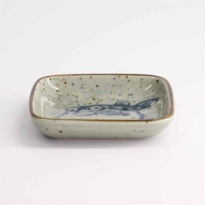  Soy Sauce Dish Square  Puffer Fish Blue