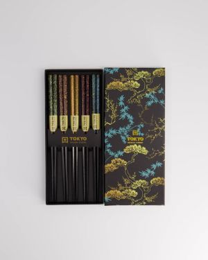 Chopstick Giftset/5 Wooden Black Blue