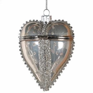 Diamante and Glitter Heart Bauble Box 