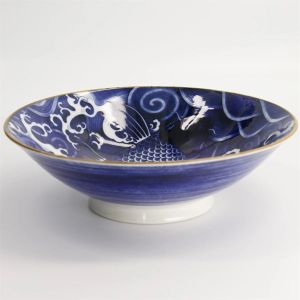 Japonism Carp Menbachi Bowl 25.2x7.7cm 1600ml Blue 