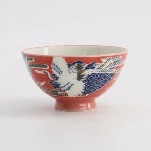 Kawaii Rice Bowl Crane 11.5x6cm 300ml Red