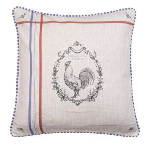 CUSHION COVER 40X40 CM BEIGE COTTON ROOSTER PILLOW COVER