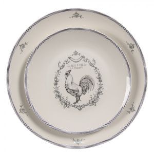 Tableware Diner Plate White Grey Ø 20x2 cm