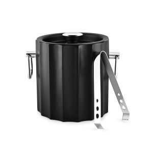 ICE BUCKET WITH TONG IN MATT BLACK 'CRILLON' D15x16h