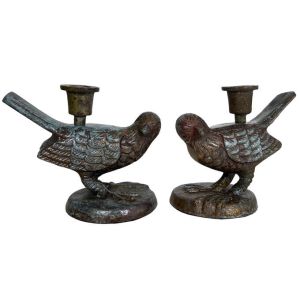 Candlestick bird  green-antique