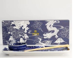 Japonism Dragon Sushi Giftset 3pcs Blue 