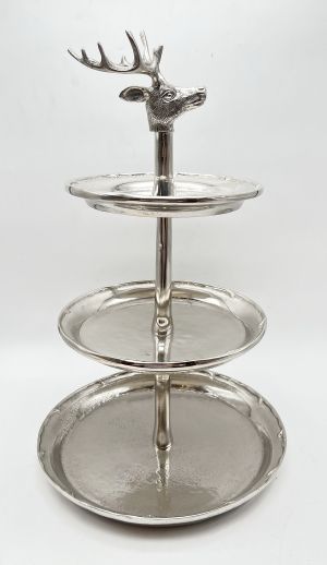 3TIER PLATE STAND NICKLE 'CERF' D22-26-33x52h