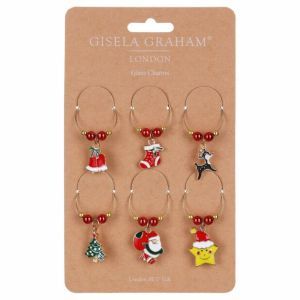 Box/6 Metal Glass Charms 8cm - Novelty Christmas