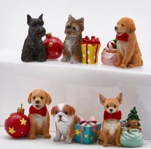   Resin Dec 9cm - Christmas Dogs, 6as