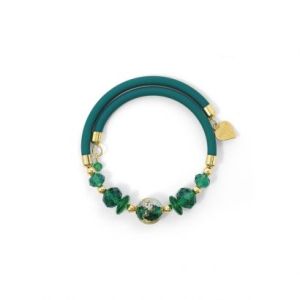FEDERICA CRYSTALS AND GOLD LEAF PEARL RIGID BRACELET