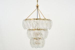 HOWARD, chandelier, glass drops in leaf form, antique brass