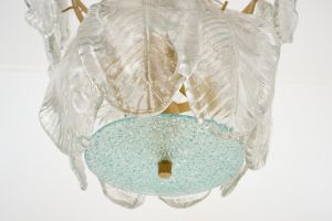HOWARD, chandelier, glass drops in leaf form, antique brass