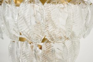 HOWARD, chandelier, glass drops in leaf form, antique brass
