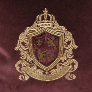 Maroon Embroidered Zardozi Crest Cotton Cushion Cover