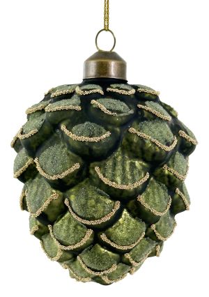 КОЛЕДНА ДЕКОРАЦИЯ -  СТЪКЛЕНА ШИШАРКА, АНТИЧНО ЗЕЛЕНО И МЪНИСТА