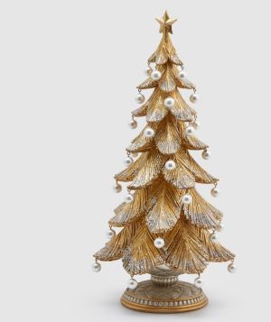 ДЕКОРАЦИЯ ЗЛАТНА ЕЛХА С ПЕРЛИ