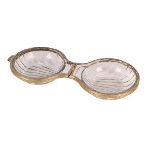 Кутия за съхранение с форма на черупка 7,5 см - Златна - Месинг / Стъкло