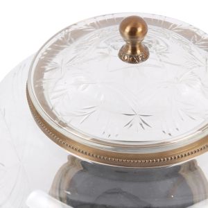 Стъклен буркан с капак и дръжки 31 см - златен