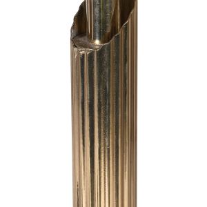 Антична месингова настолна лампа тип колона с ленен абажур