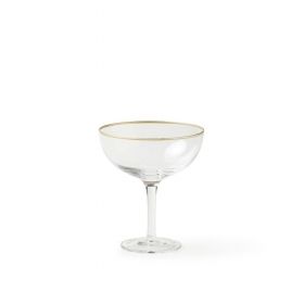 Set 2 Champagne Cups Clear Gold Rim