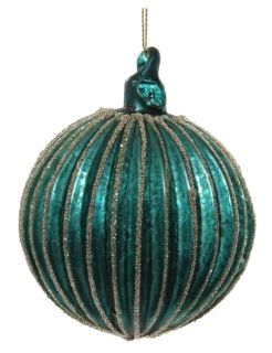 Glass ball lined  blue antique  tiffany glitter