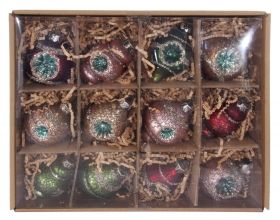 Glass antique balls 7cm box, 12pcs