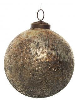Glass ball aged rustic antique gold, 10cm