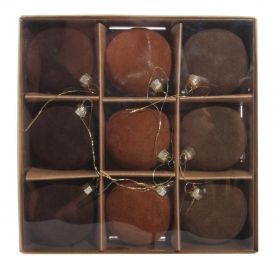 Flocking ball 9pcs in box brown mix, 6cm