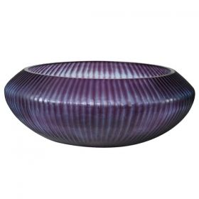 Purple Glass Ribbed Bowl