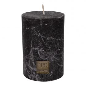 Rustic Charcoal black pillar candle 10x7