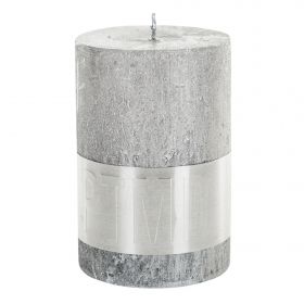 Rustic silver pillar candle 10x7