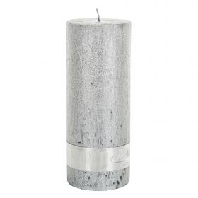 Rustic silver pillar candle 12x5