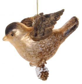 Glass bird with cones brown
