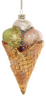 Glass ice-cream gold-green-pink 