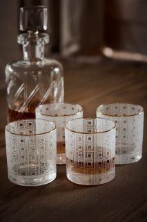 Whisky Glasses Geometric with Gold Rim