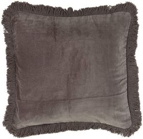 FRINGED CUSHION COVER - GREY