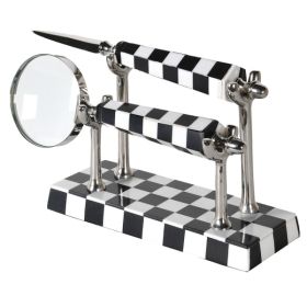 Chequered Magnifying Glass and Letter Opener Set