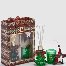 CHRISTMAS SET DIFFUSER + SCENTED CANDLE  BLACK FOREST + TEXTILE STAR
