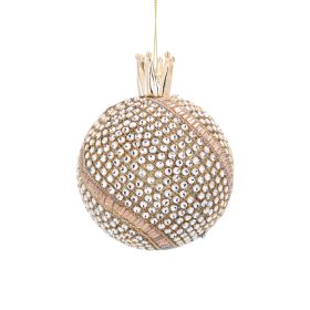 Gold Fabric/Clear Diamante Spiral Ball w Crown