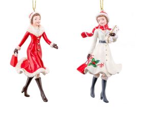 Ornament Shopping girl red/white