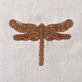 Gold Hand Embroidered Dragonfly Cushion Cover