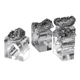 Set of 4 Crystal Geode Napkin Rings