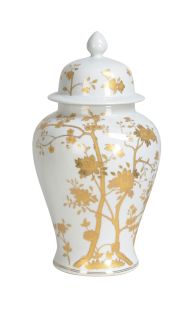 JAR PORCELAIN WHITE/GOLD 'CHINOISERIE'